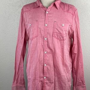 Pre-Owed INC International Concept Womens Button Down Red Shirt Size M